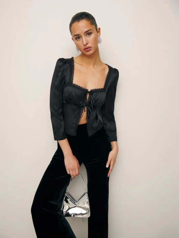 The Reformation Lucinda Silk Top Black 8211 Clothing