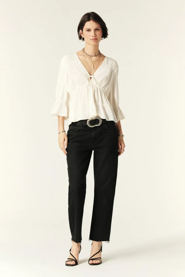 34Sleeve Blouse Hilda OffWhite Women Baandsh Tops and Shirts