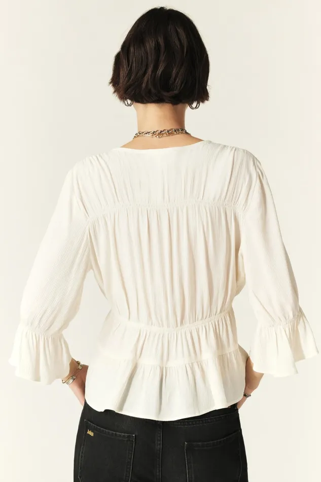 34Sleeve Blouse Hilda OffWhite Women Baandsh Tops and Shirts