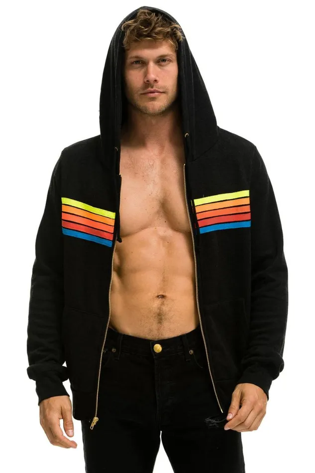 5 Stripe Hoodie 8211 Black Neon Rainbow WomenMen Aviator Nation Hoodies