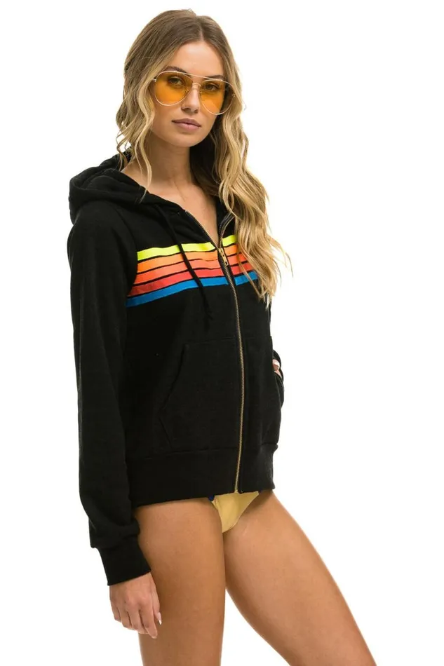 5 Stripe Hoodie 8211 Black Neon Rainbow WomenMen Aviator Nation Hoodies