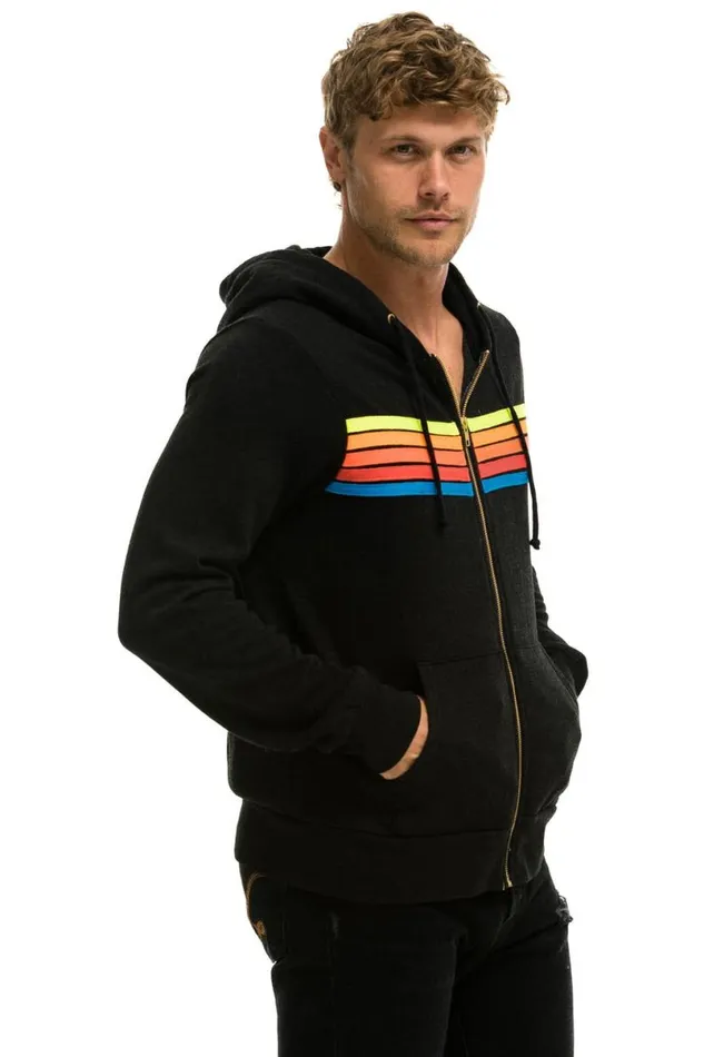5 Stripe Hoodie 8211 Black Neon Rainbow WomenMen Aviator Nation Hoodies