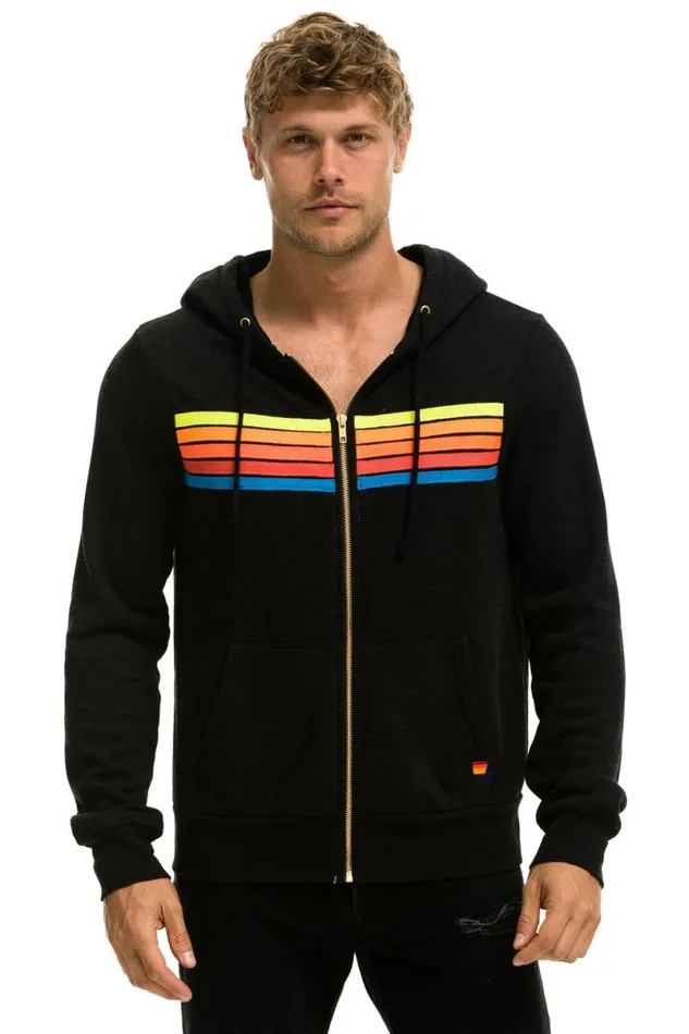 5 Stripe Hoodie 8211 Black Neon Rainbow WomenMen Aviator Nation Hoodies