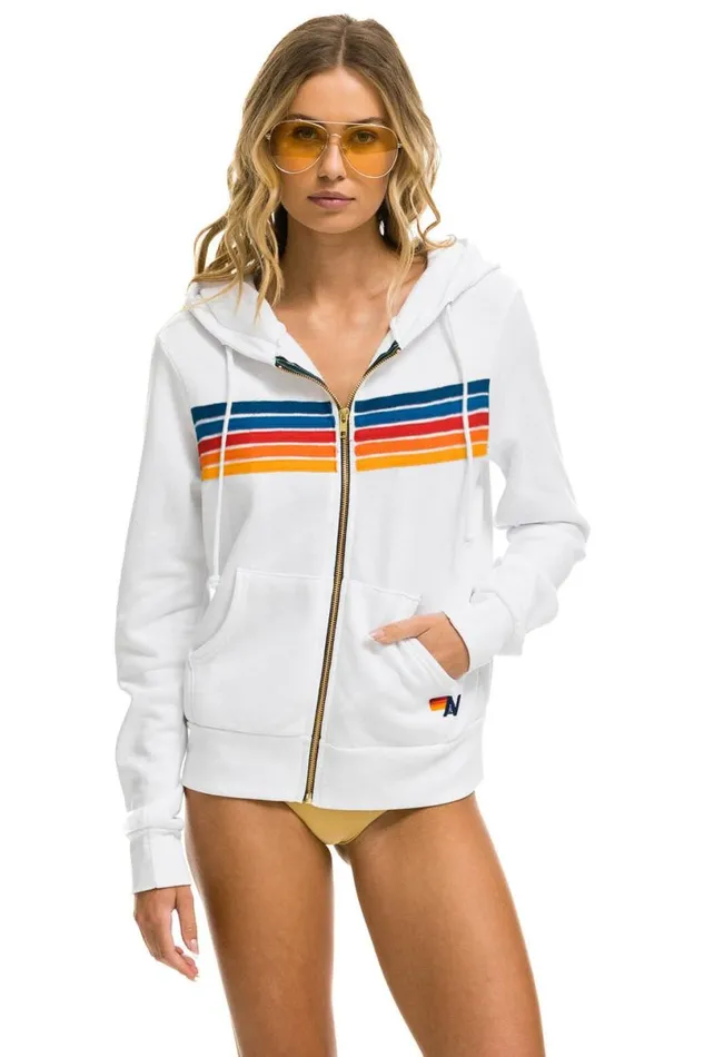 5 Stripe Hoodie 8211 White 2 WomenMen Aviator Nation Hoodies