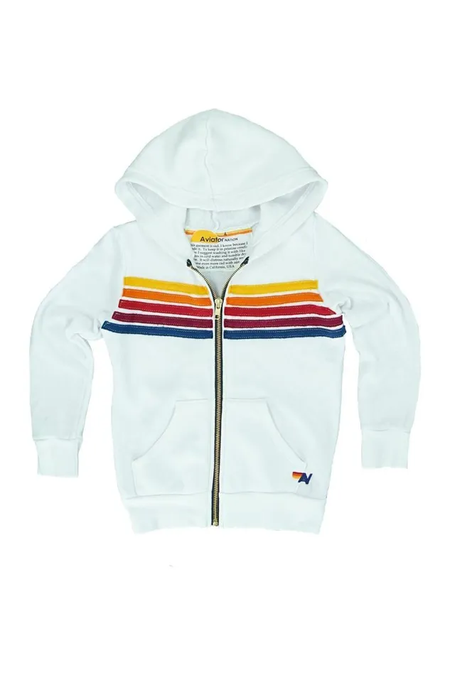 5 Stripe Hoodie 8211 White Kids Aviator Nation Hoodies