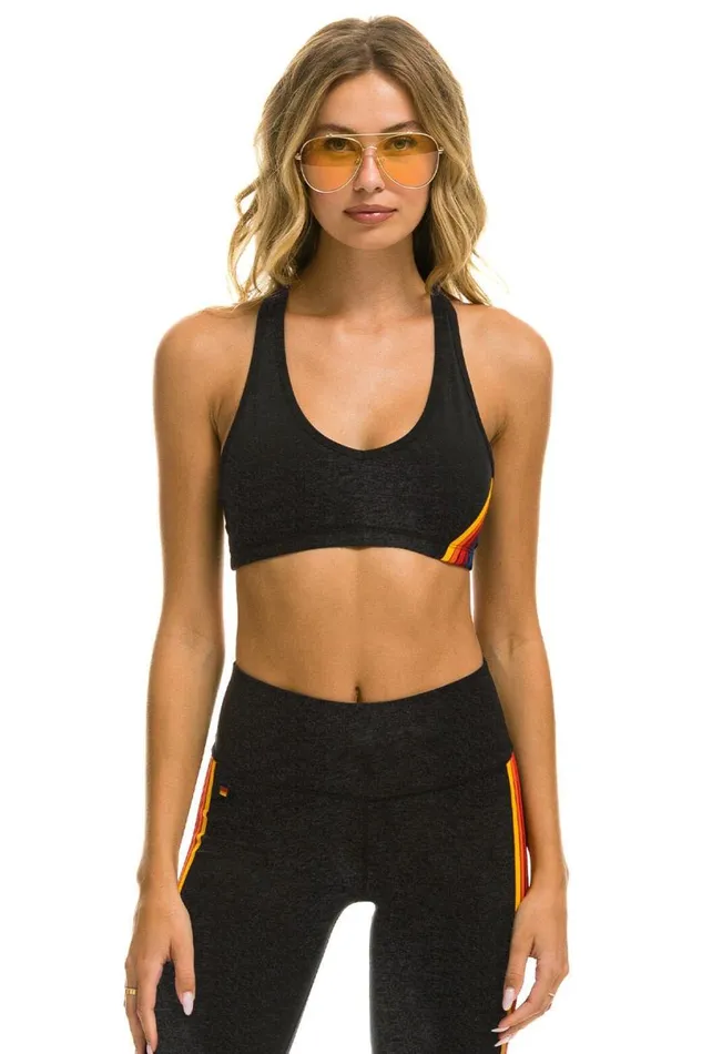 5 Stripe Sports Bra 8211 Charcoal Women Aviator Nation Sports Bras