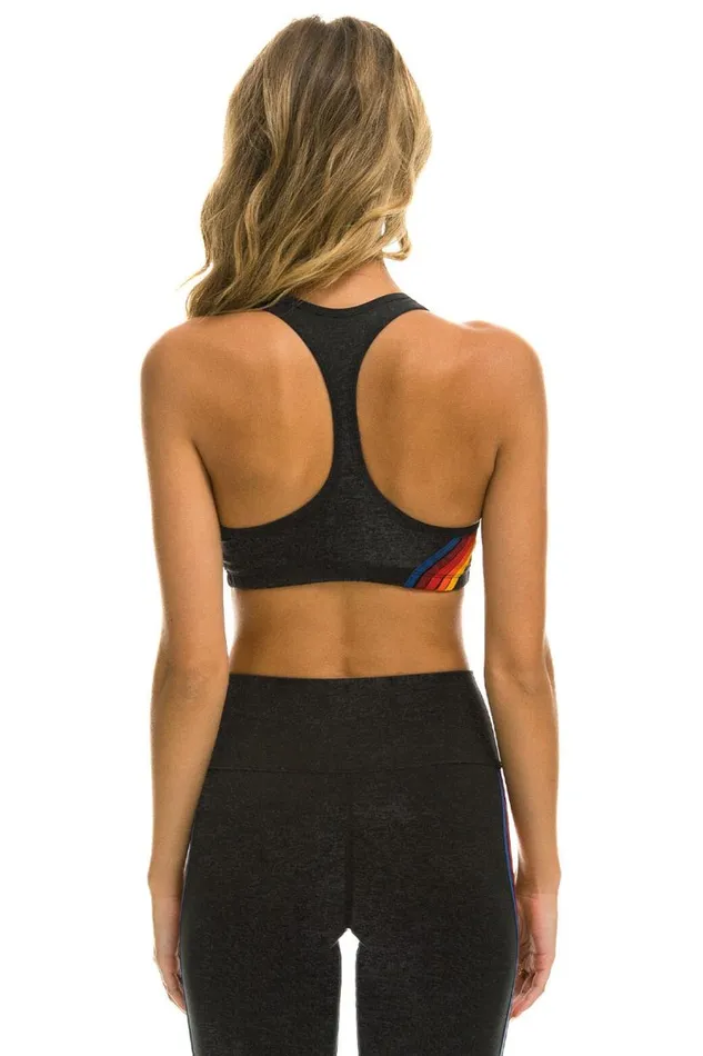 5 Stripe Sports Bra 8211 Charcoal Women Aviator Nation Sports Bras