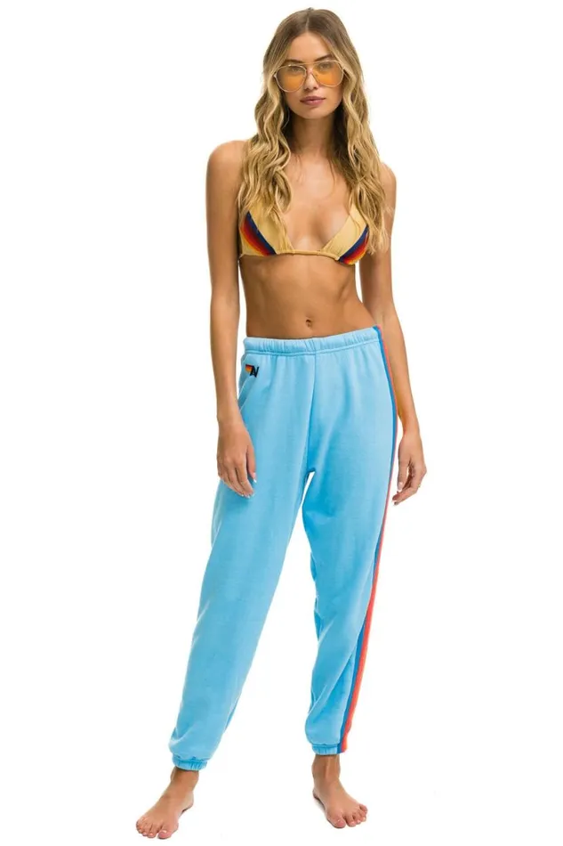 5 Stripe Sweatpants 8211 Sky Neon Rainbow Women Aviator Nation Sweatpants