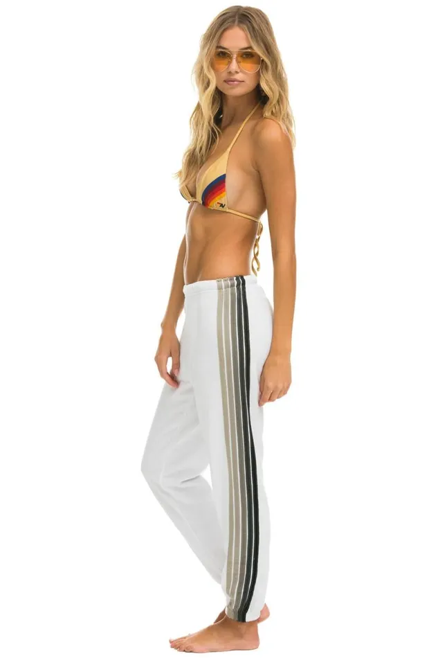 5 Stripe Sweatpants 8211 White Grey Women Aviator Nation Sweatpants