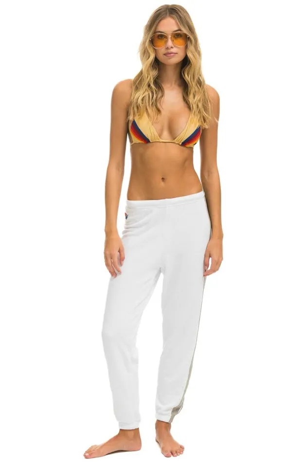 5 Stripe Sweatpants 8211 White Grey Women Aviator Nation Sweatpants