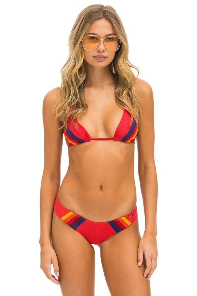 5 Stripe Triangle Bikini Top 8211 Red Women Aviator Nation Swim Tops
