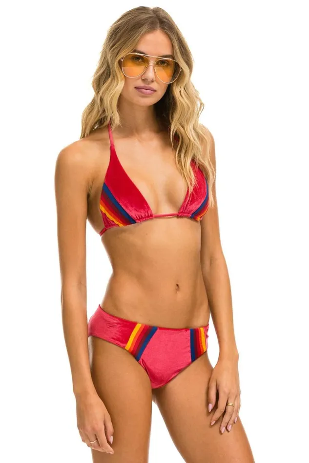 5 Stripe Velvet Scrunch Bikini Bottom 8211 Red Women Aviator Nation Swim Bottoms 5 Stripe Velvet Scrunch Bikini Bottom 8211 Red Women Aviator Nation Swim Bottoms