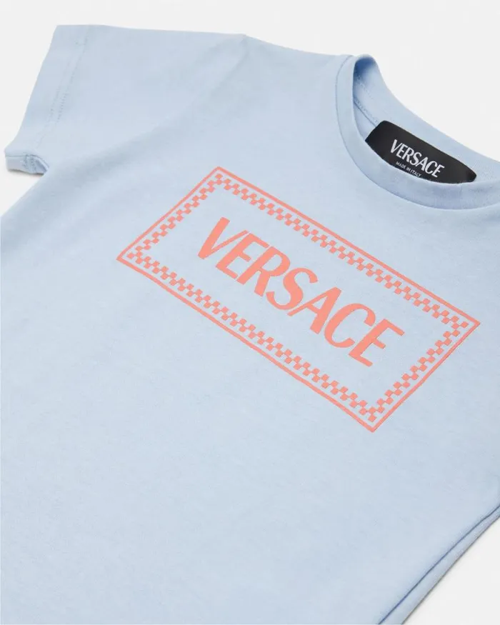 90s Vintage Logo Baby TShirt Light Blue Children Versace Clothing