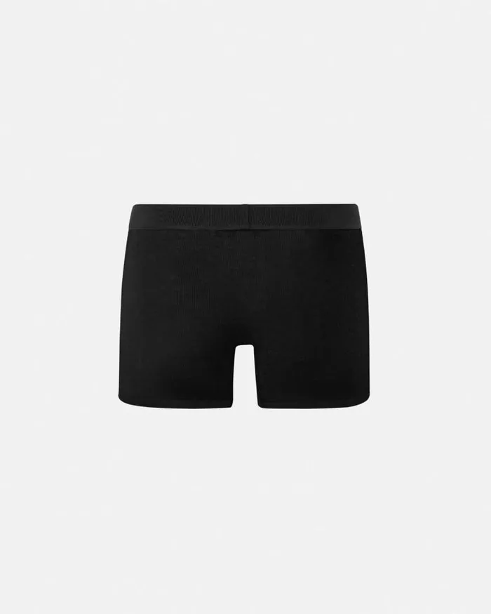 90s Vintage Logo Ribbed Long Trunks Black Men Versace Boxers