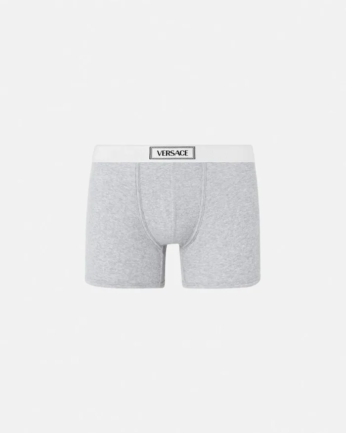 90s Vintage Logo Ribbed Long Trunks Gray Men Versace Boxers