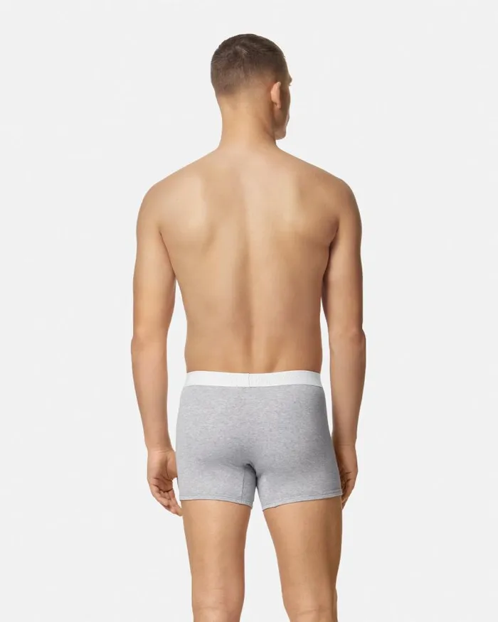 90s Vintage Logo Ribbed Long Trunks Gray Men Versace Boxers