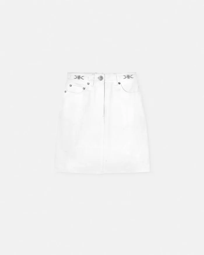 ALine Denim Skirt White Women Versace Skirts