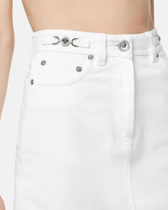 ALine Denim Skirt White Women Versace Skirts