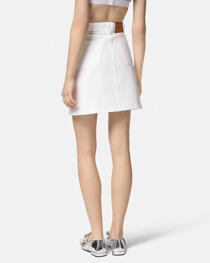 ALine Denim Skirt White Women Versace Skirts