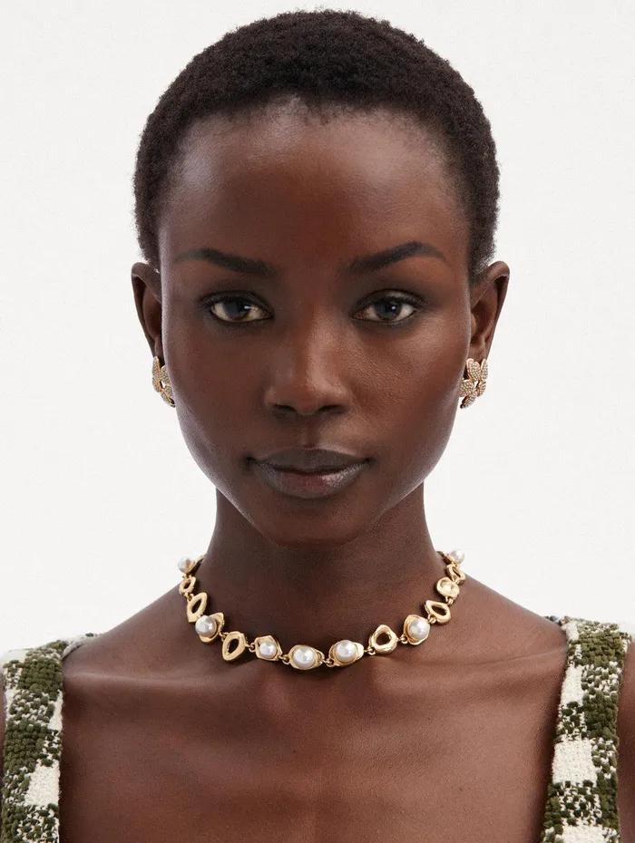 Abstract O Pearl Necklace Pearl Women Oscar De La Renta Necklaces