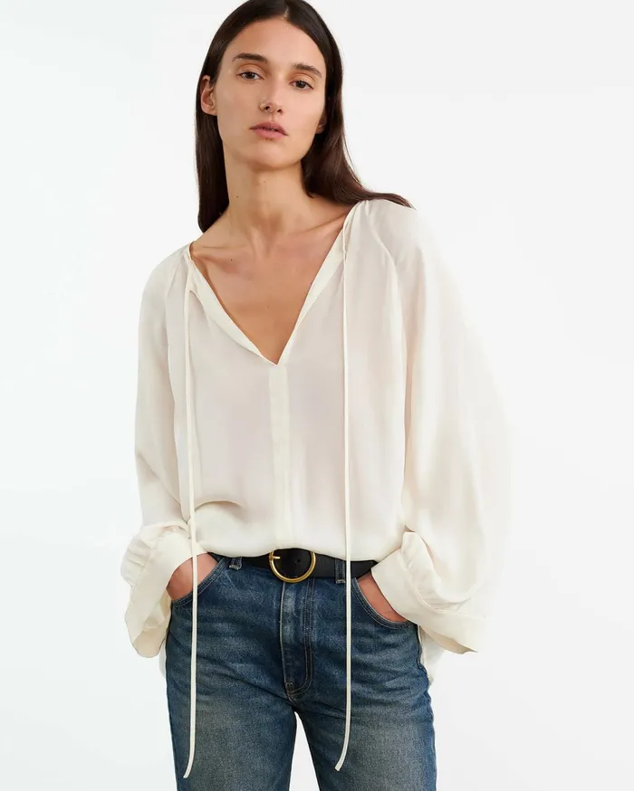 ACADIA SILK BLOUSE Ivory Women Nili Lotan Tops