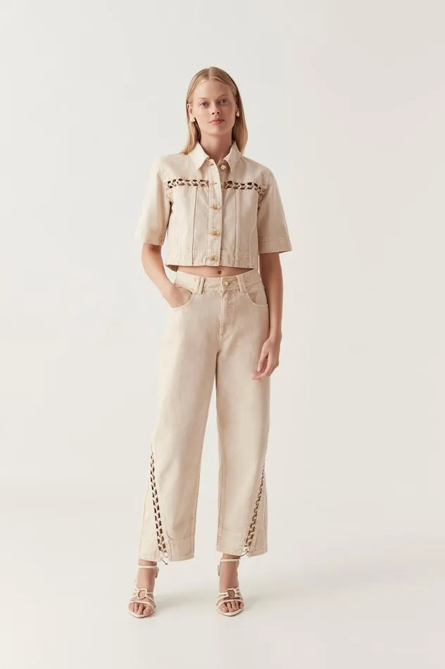 Aje Denim Effie Braided Denim Jeans Stone 8211 Women Aje Denim Effie Braided Denim Jeans Stone 8211 Women
