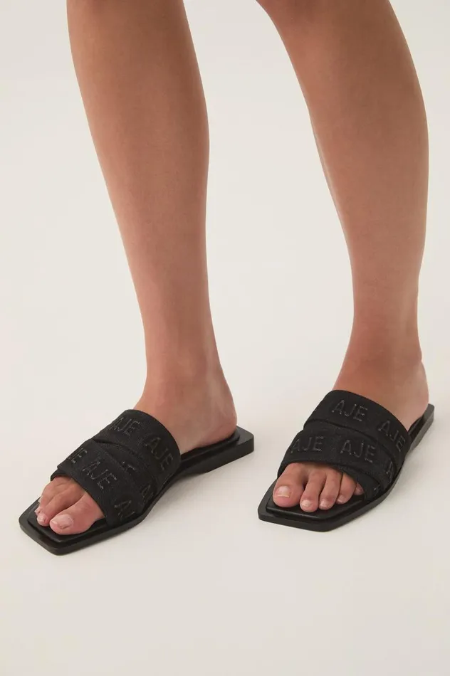 Aje Denim Rita Denim Logo Slide Black Wash 8211 Women