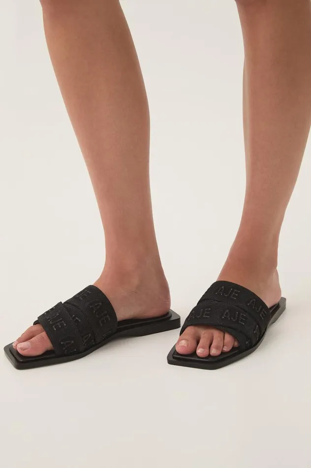 Aje Denim Rita Denim Logo Slide Black Wash 8211 Women Aje Denim Rita Denim Logo Slide Black Wash 8211 Women