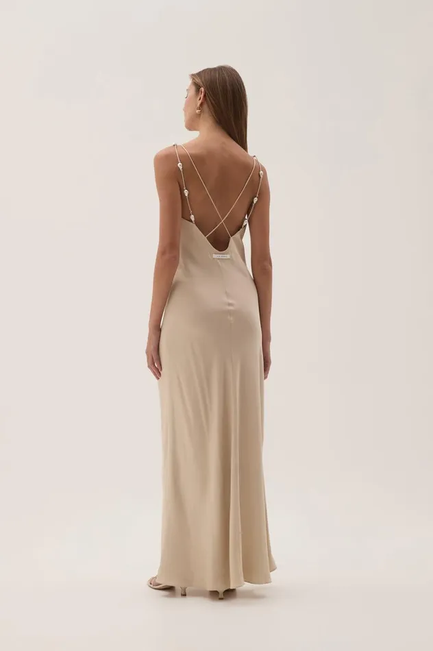 Aje Dresses Agate Crossback Midi Dress Oatmeal 8211 Women