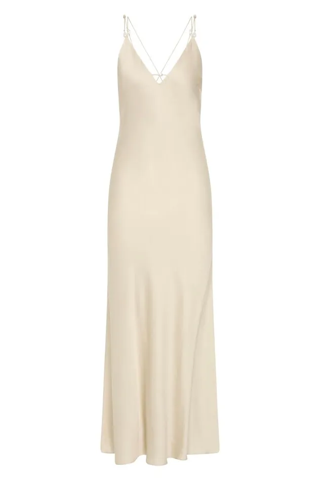 Aje Dresses Agate Crossback Midi Dress Oatmeal 8211 Women Aje Dresses Agate Crossback Midi Dress Oatmeal 8211 Women