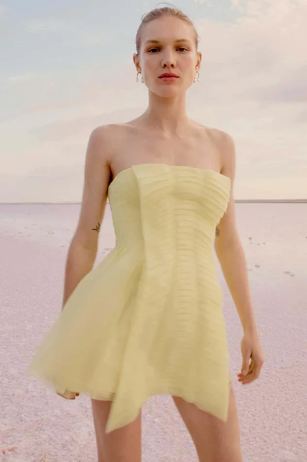 Aje Dresses Astrid Strapless Mini Dress Soft Lemon Yellow 8211 Women