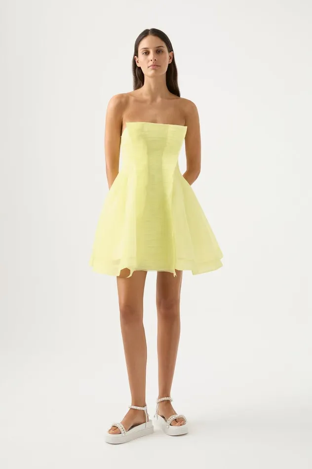 Aje Dresses Astrid Strapless Mini Dress Soft Lemon Yellow 8211 Women Aje Dresses Astrid Strapless Mini Dress Soft Lemon Yellow 8211 Women
