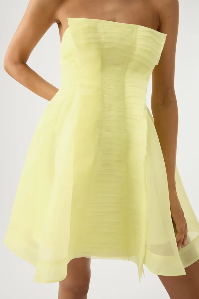Aje Dresses Astrid Strapless Mini Dress Soft Lemon Yellow 8211 Women Aje Dresses Astrid Strapless Mini Dress Soft Lemon Yellow 8211 Women