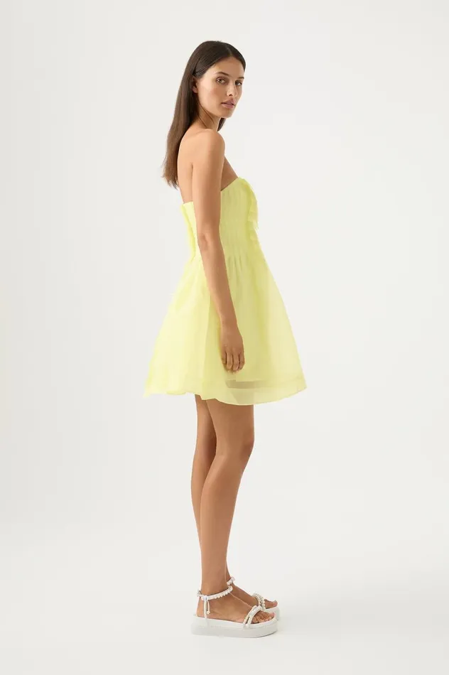Aje Dresses Astrid Strapless Mini Dress Soft Lemon Yellow 8211 Women Aje Dresses Astrid Strapless Mini Dress Soft Lemon Yellow 8211 Women