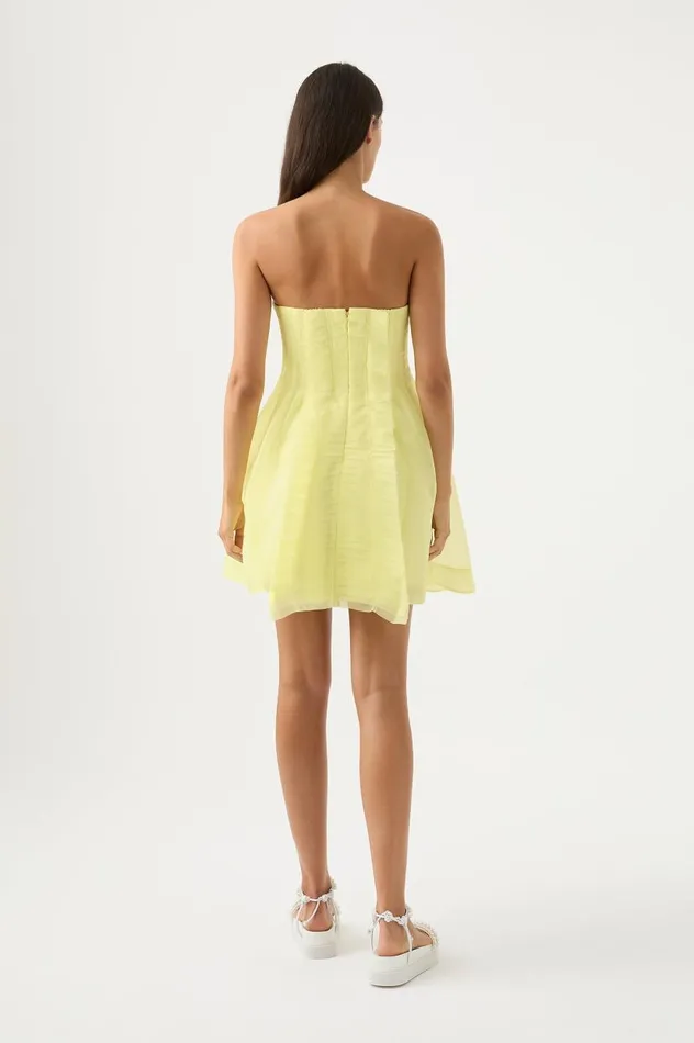 Aje Dresses Astrid Strapless Mini Dress Soft Lemon Yellow 8211 Women Aje Dresses Astrid Strapless Mini Dress Soft Lemon Yellow 8211 Women