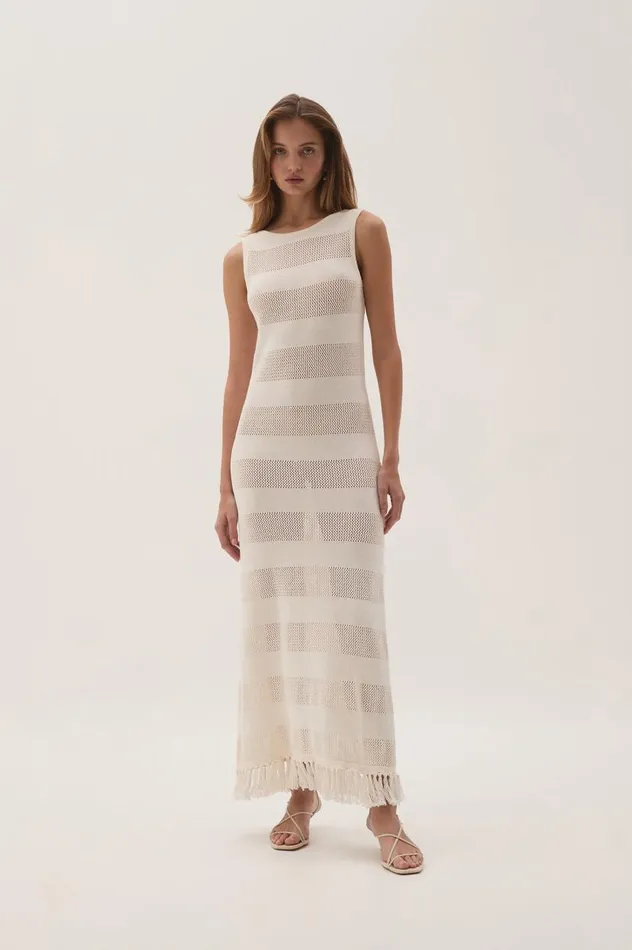 Aje Dresses Bather Open Knit Midi Dress Ivory 8211 Women