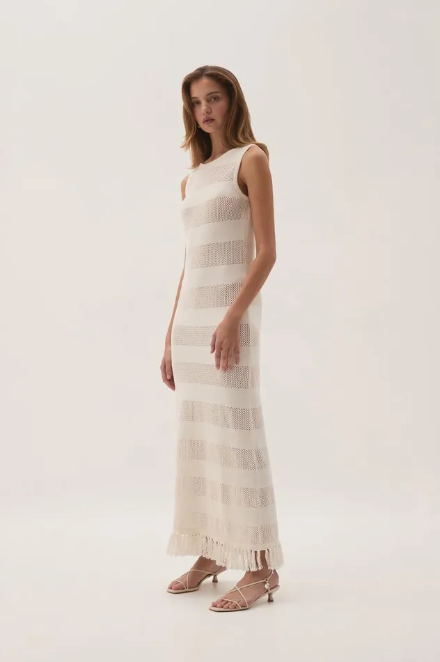 Aje Dresses Bather Open Knit Midi Dress Ivory 8211 Women Aje Dresses Bather Open Knit Midi Dress Ivory 8211 Women