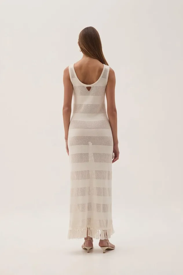 Aje Dresses Bather Open Knit Midi Dress Ivory 8211 Women Aje Dresses Bather Open Knit Midi Dress Ivory 8211 Women
