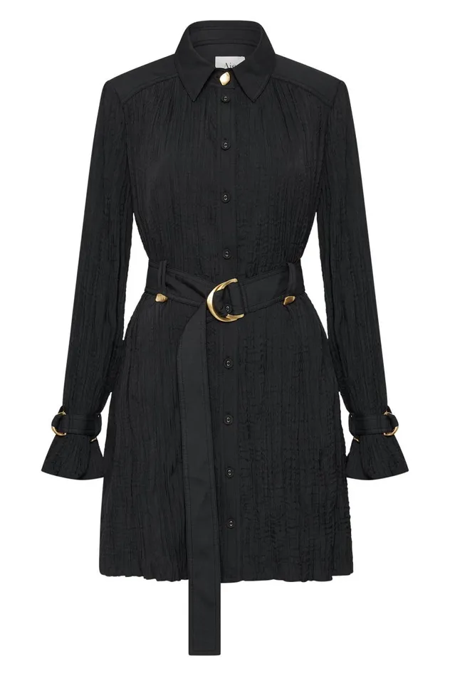 Aje Dresses Bays Crushed Pleat Mini Dress Black 8211 Women Aje Dresses Bays Crushed Pleat Mini Dress Black 8211 Women