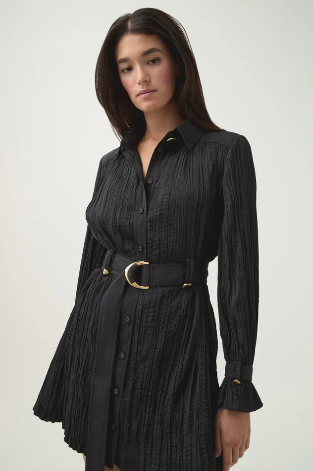Aje Dresses Bays Crushed Pleat Mini Dress Black 8211 Women Aje Dresses Bays Crushed Pleat Mini Dress Black 8211 Women