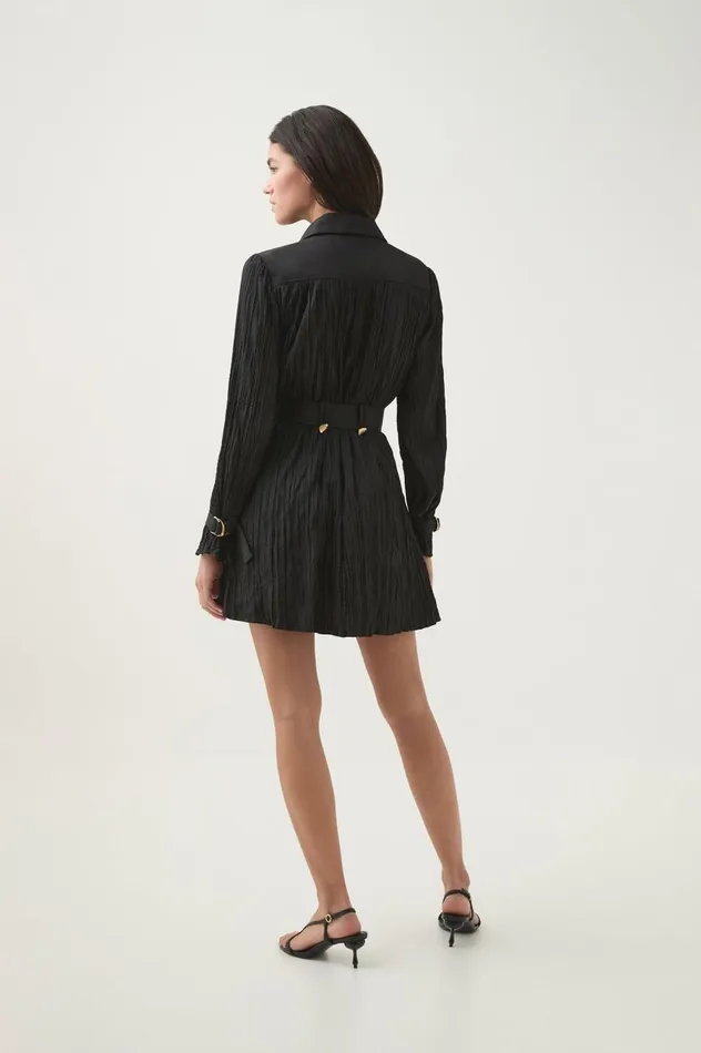 Aje Dresses Bays Crushed Pleat Mini Dress Black 8211 Women Aje Dresses Bays Crushed Pleat Mini Dress Black 8211 Women