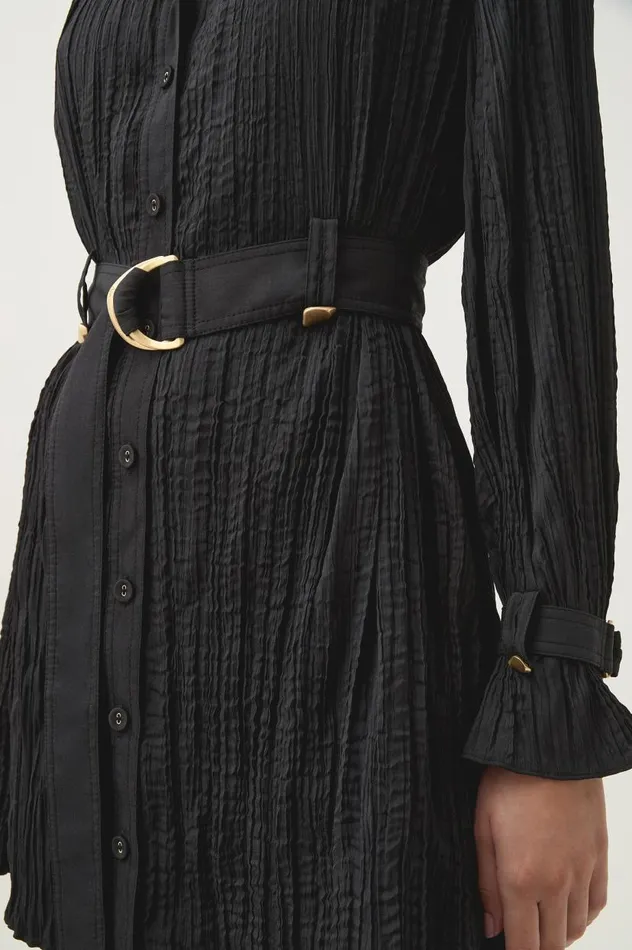 Aje Dresses Bays Crushed Pleat Mini Dress Black 8211 Women Aje Dresses Bays Crushed Pleat Mini Dress Black 8211 Women