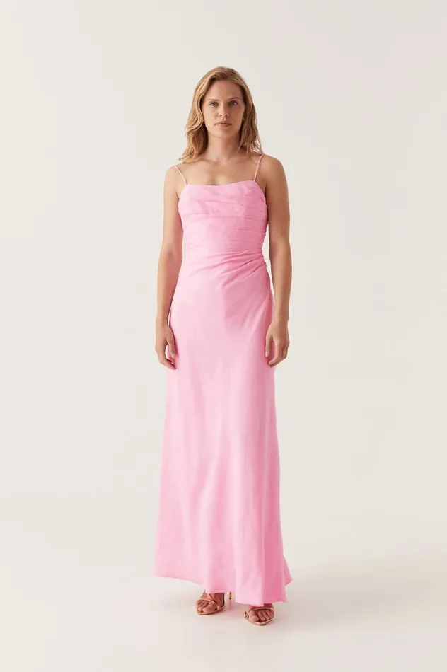 Aje Dresses Clarice Draped Maxi Dress Bon Bon Pink 8211 Women Aje Dresses Clarice Draped Maxi Dress Bon Bon Pink 8211 Women