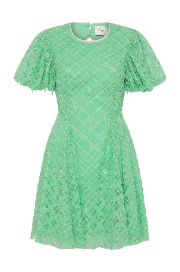 Aje Dresses Context Embellished Mini Dress Marine Green 8211 Women Aje Dresses Context Embellished Mini Dress Marine Green 8211 Women