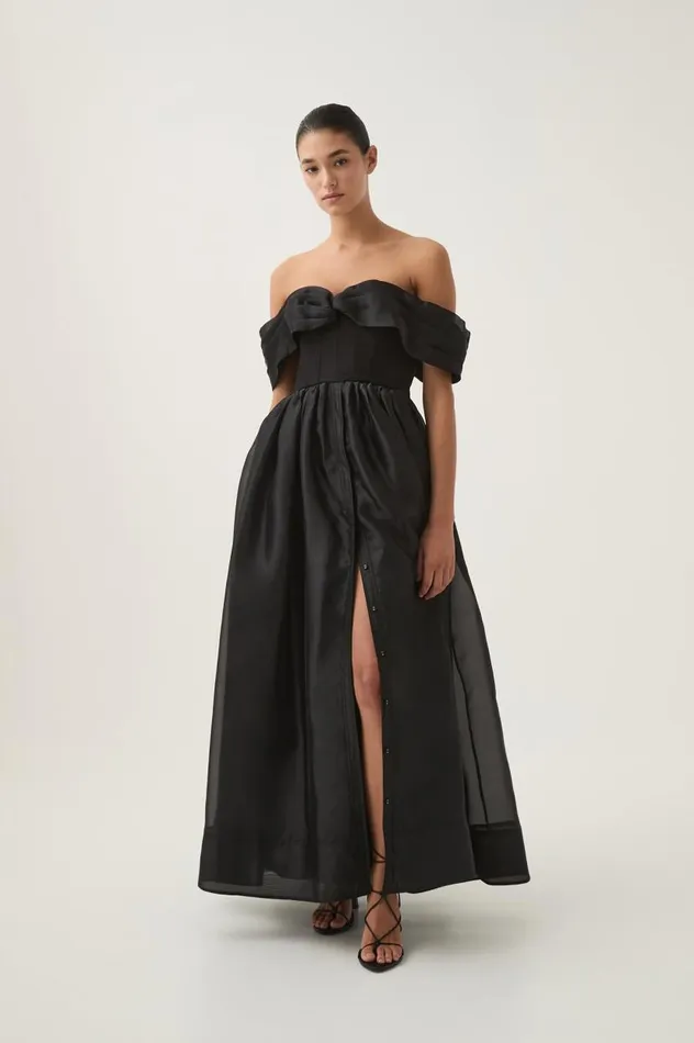 Aje Dresses Cordelia Corseted Maxi Dress Black 8211 Women