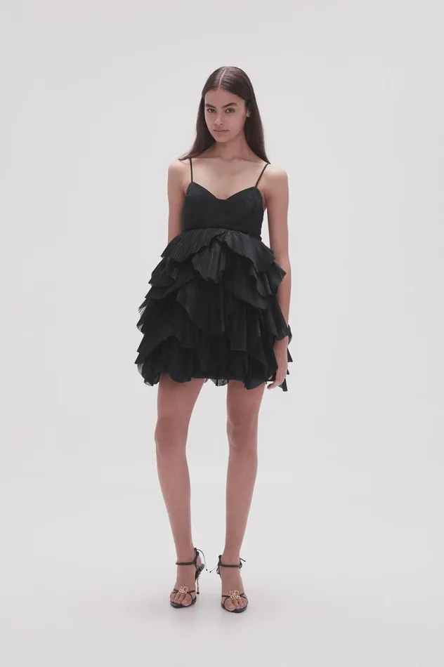 Aje Dresses Elsie Pleat Mini Dress Black 8211 Women