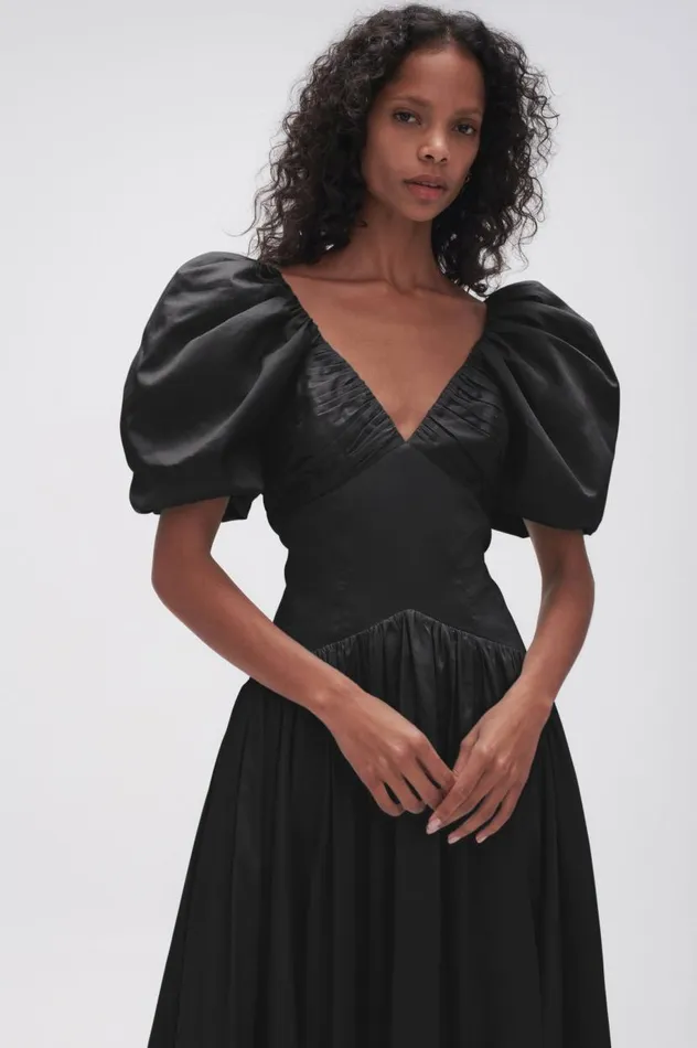 Aje Dresses Gabrielle Plunge Midi Dress Black 8211 Women Aje Dresses Gabrielle Plunge Midi Dress Black 8211 Women