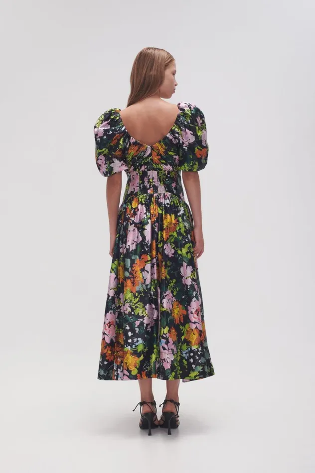 Aje Dresses Gabrielle Plunge Midi Dress Midnight Floral 8211 Women Aje Dresses Gabrielle Plunge Midi Dress Midnight Floral 8211 Women