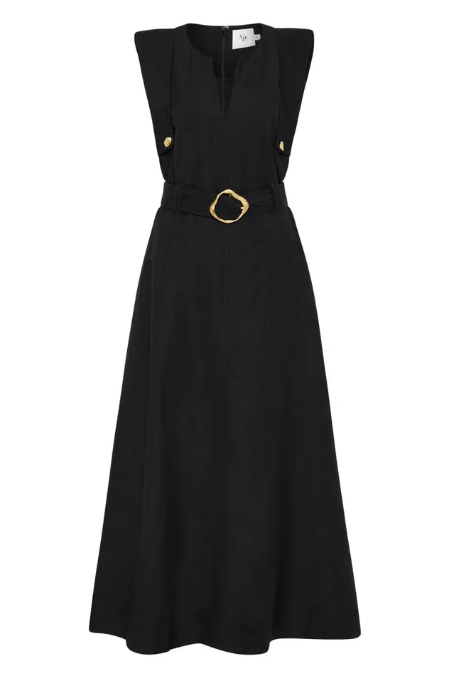 Aje Dresses Lyric Belted Midi Dress Black 8211 Women