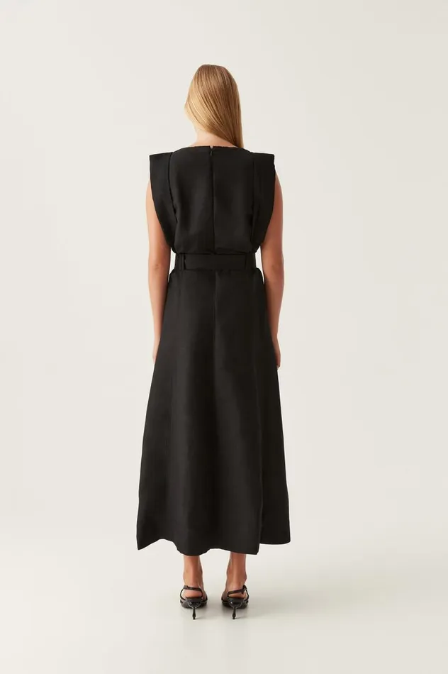 Aje Dresses Lyric Belted Midi Dress Black 8211 Women